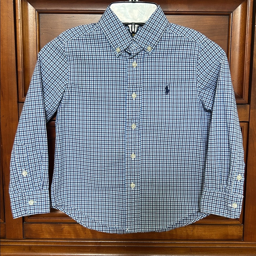 Ralph Lauren Boys Blue & White Gingham Button-Down Shirt